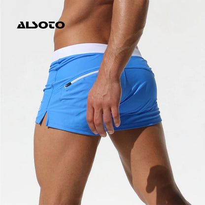 Men's Quick-Dry Swim Boxer Briefs | Breathable Athletic Swim Shorts