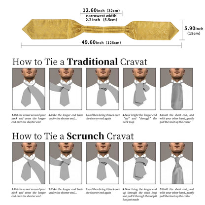 DiBanGu Luxury Silk Jacquard Ascot Tie Set with Cufflinks & Pocket Square