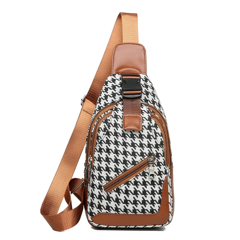 **Title:**  
Luxury Houndstooth Crossbody Bag