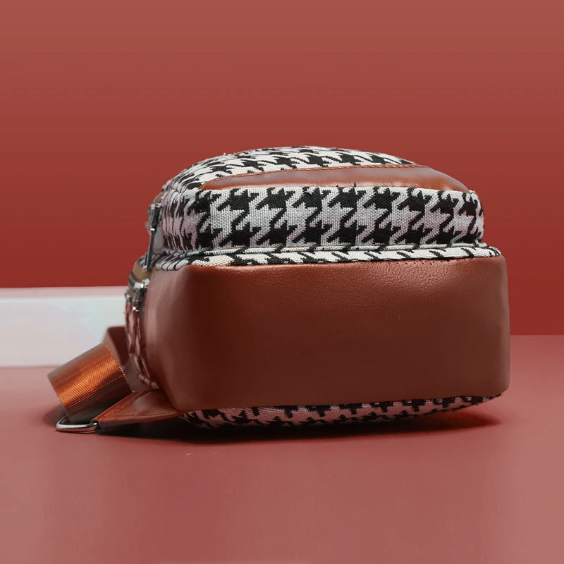 **Title:**  
Luxury Houndstooth Crossbody Bag