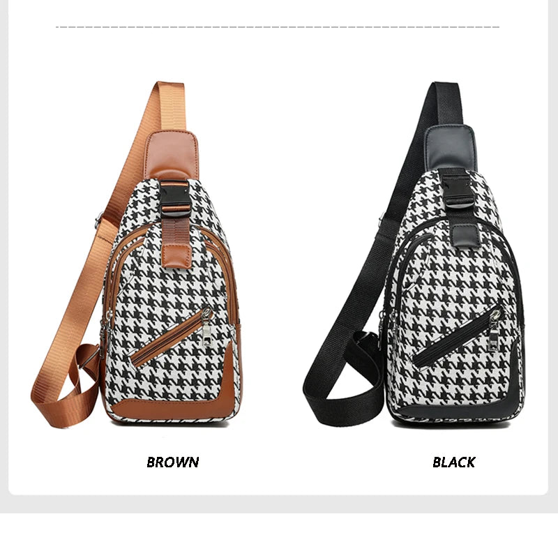 **Title:**  
Luxury Houndstooth Crossbody Bag