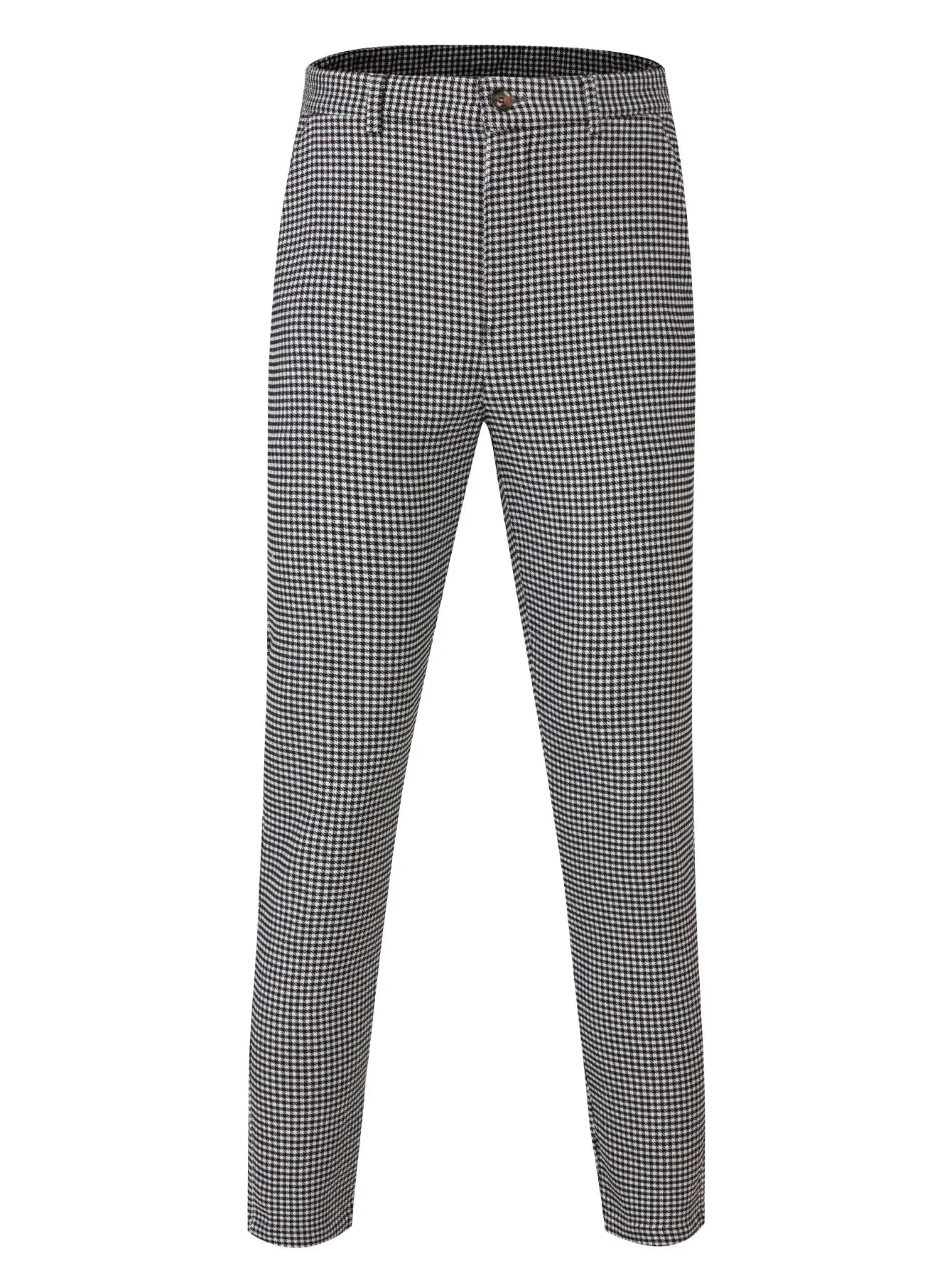 **Title:**  
Men's Slim Fit Houndstooth Plaid Suit Pants - Four Seasons