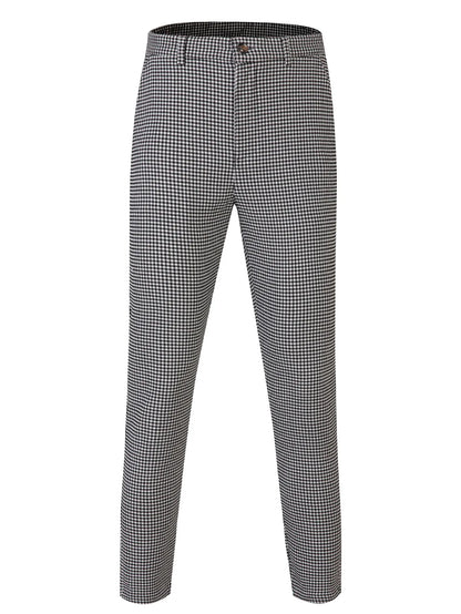Men's Slim Fit Houndstooth Plaid Trousers | Four Season Business Pants