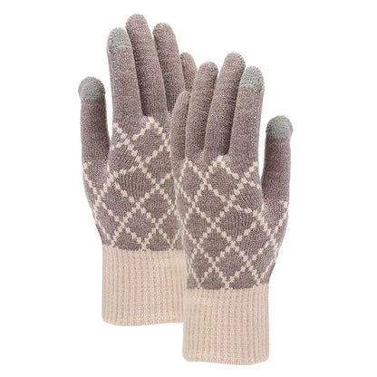Unisex Premium Wool Winter 3-Piece Set | Plaid Knit Beanie, Scarf & Touchscreen Gloves