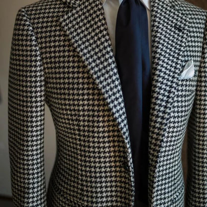 Men's Tailored Houndstooth Business Blazer