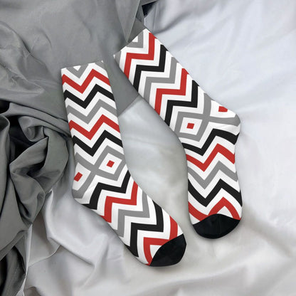 Modern Black & White Houndstooth Crew Socks for Men & Women