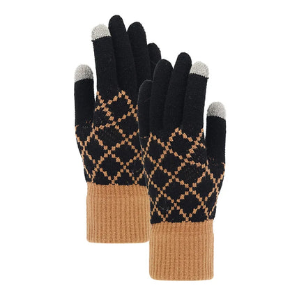 Unisex Premium Wool Winter 3-Piece Set | Plaid Knit Beanie, Scarf & Touchscreen Gloves