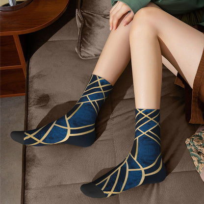 Modern Black & White Houndstooth Crew Socks for Men & Women
