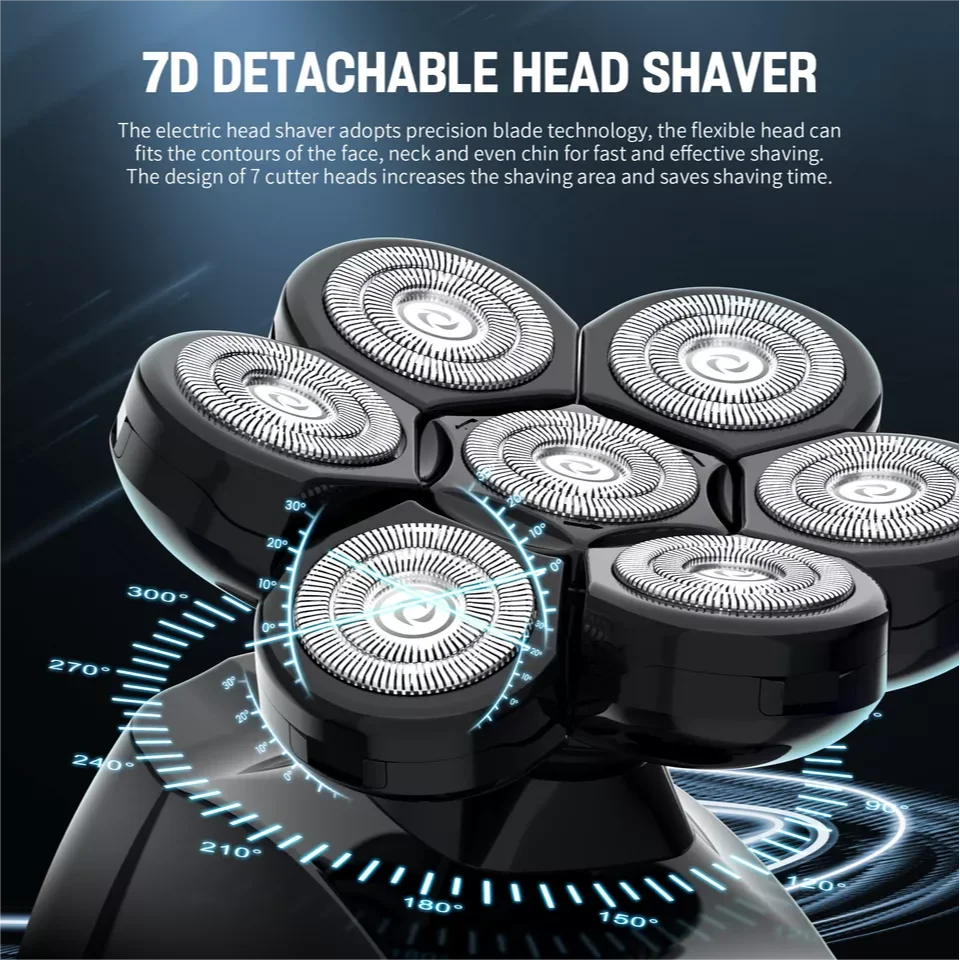 SEJOY 6-in-1 Multifunctional 7D Head Shaver for Bald Men - Electric Razor & Grooming Kit