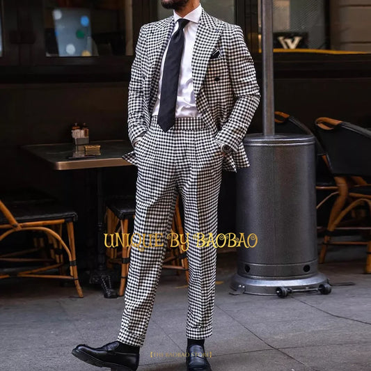 Men's 2-Piece Houndstooth Wedding Suit