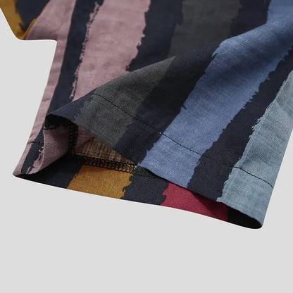 Men's Long Sleeve Striped Kaftan Robe | Lightweight Broadcloth