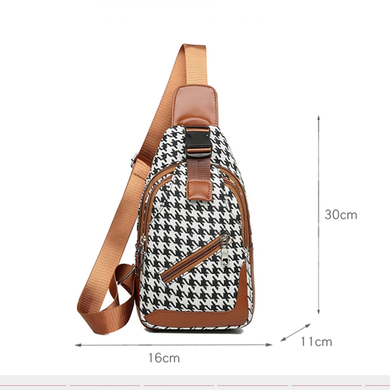 **Title:**  
Luxury Houndstooth Crossbody Bag