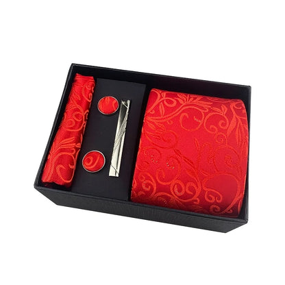 Men's Paisley 5-Piece Tie Gift Set with Pocket Square, Scarf, Cufflinks & Tie Clip