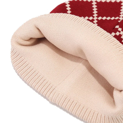 Unisex Premium Wool Winter 3-Piece Set | Plaid Knit Beanie, Scarf & Touchscreen Gloves