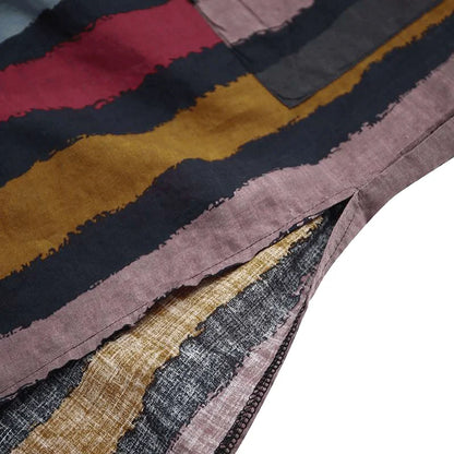 Men's Long Sleeve Striped Kaftan Robe | Lightweight Broadcloth