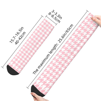 Modern Black & White Houndstooth Crew Socks for Men & Women