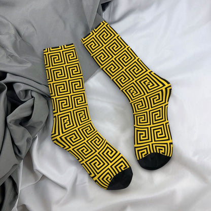 Modern Black & White Houndstooth Crew Socks for Men & Women