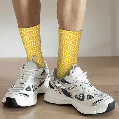 Modern Black & White Houndstooth Crew Socks for Men & Women