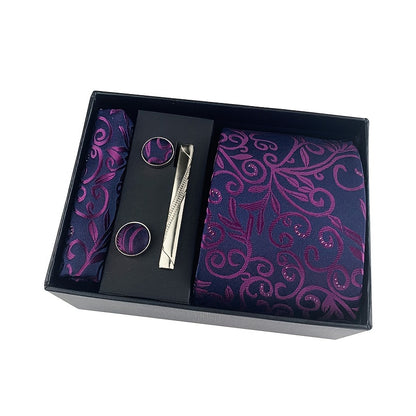 Men's Paisley 5-Piece Tie Gift Set with Pocket Square, Scarf, Cufflinks & Tie Clip