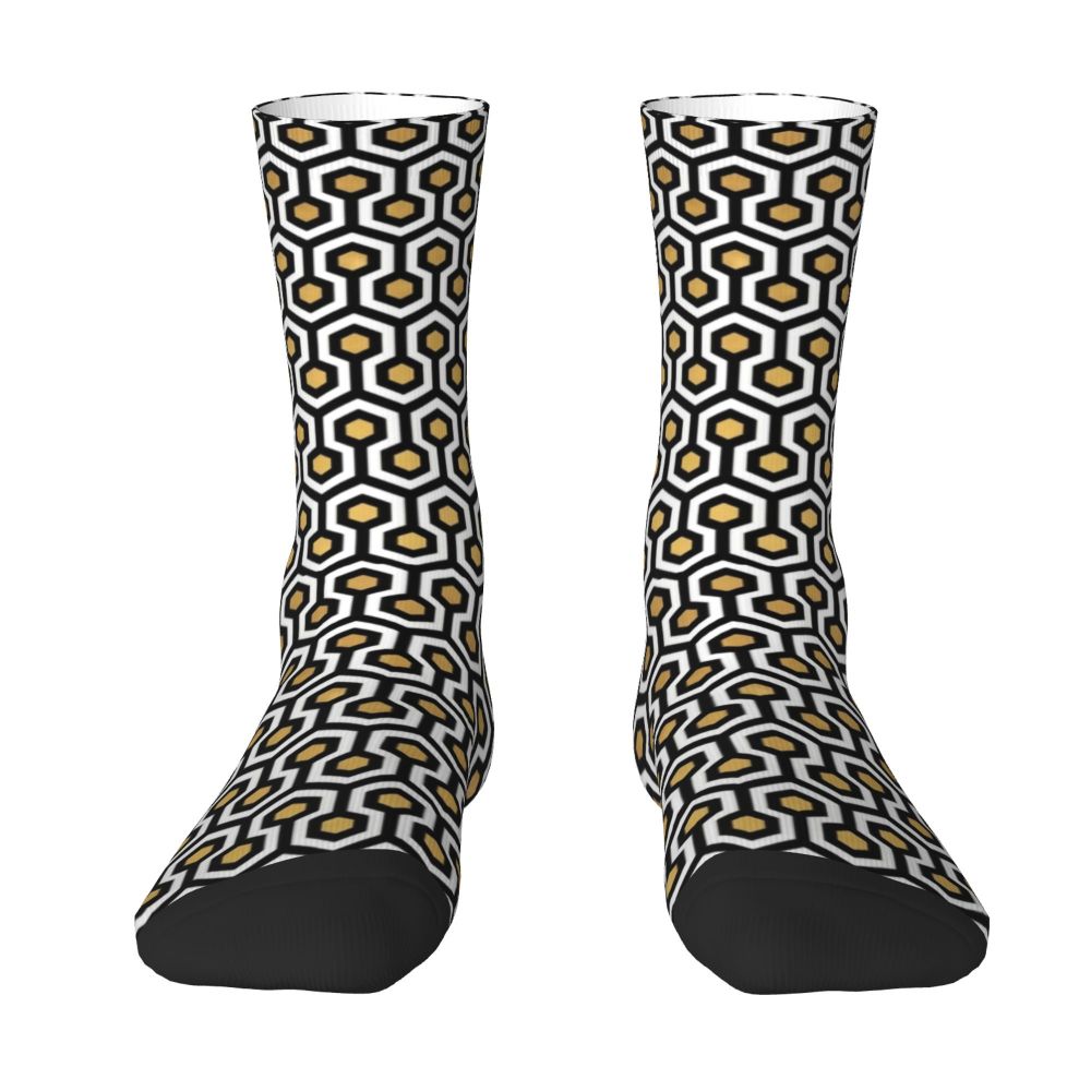 **Title:**  
Modern Black & White Houndstooth Crew Socks for Men & Women