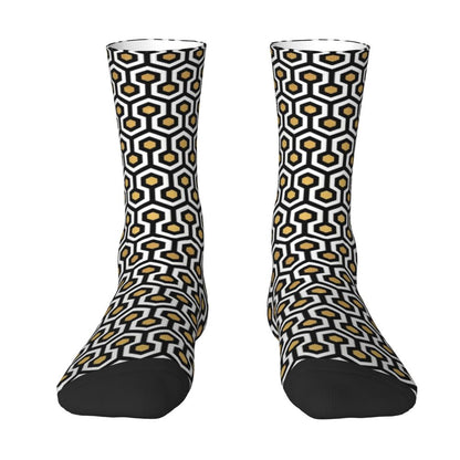 Modern Black & White Houndstooth Crew Socks for Men & Women