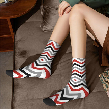Modern Black & White Houndstooth Crew Socks for Men & Women