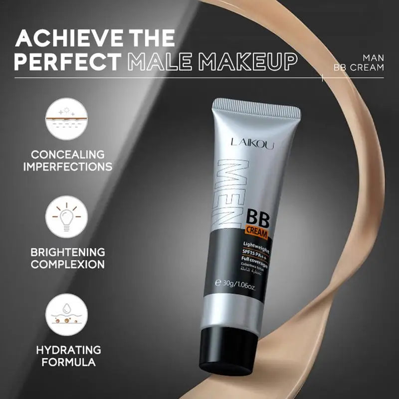 **Title:**  
BB Cream for Men - All-in-One Moisturizer & Foundation

**Description:**  
Achieve a flawless complexion with our BB Cream for Men, a multifunctional product that combines face moisturizer, makeup foundation, and