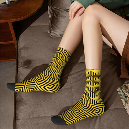 Modern Black & White Houndstooth Crew Socks for Men & Women