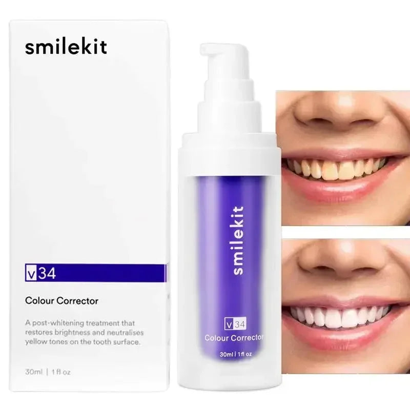 V34 Smilekit Purple Whitening Toothpaste - Stain Removal & Brightening Care