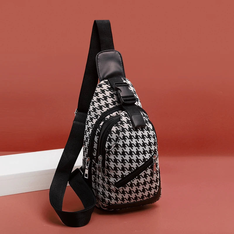 **Title:**  
Luxury Houndstooth Crossbody Bag