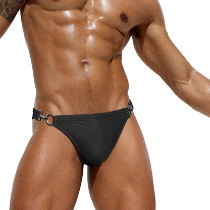 Men's Low-Rise Bikini Swim Briefs | Double-Buckle Swimwear