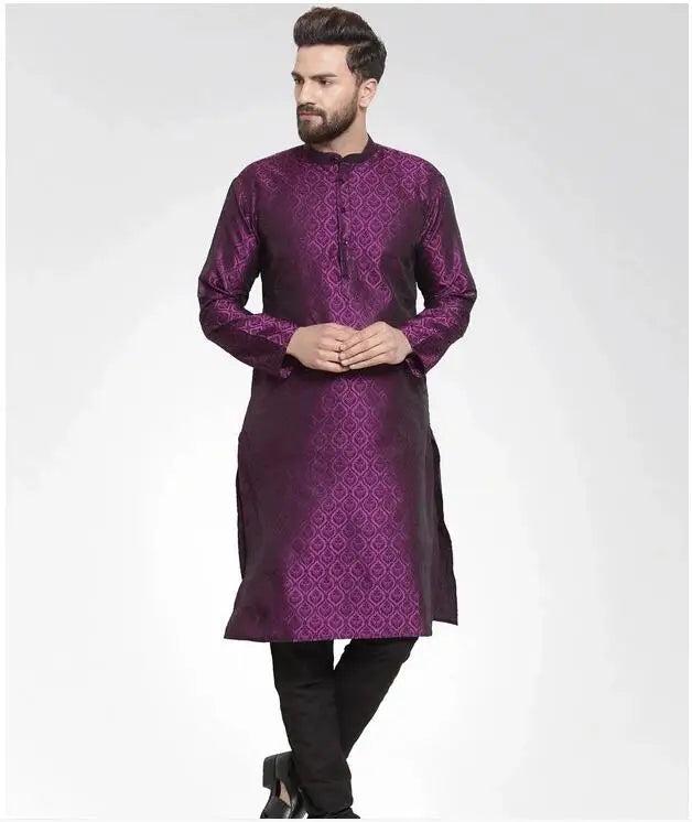 **Title:**  
2023 Traditional Indian Men's Ethnic Wear - Long Sleeve Casual Dress