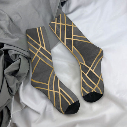 Modern Black & White Houndstooth Crew Socks for Men & Women