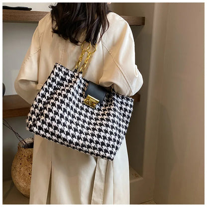 Large Houndstooth Tote Bag