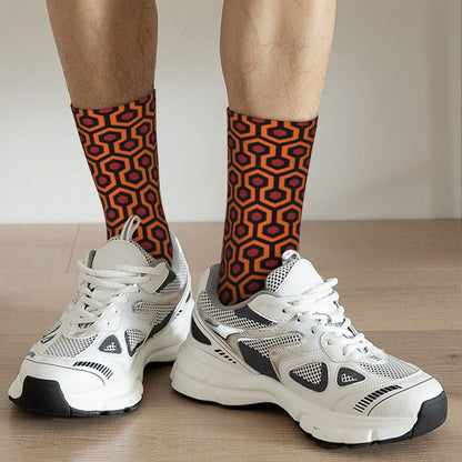 Modern Black & White Houndstooth Crew Socks for Men & Women