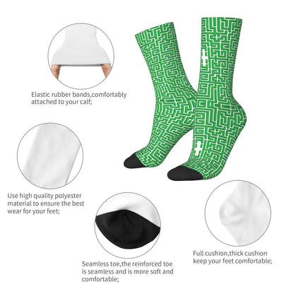 Modern Black & White Houndstooth Crew Socks for Men & Women