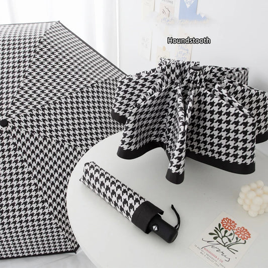 Houndstooth Automatic Travel Umbrella