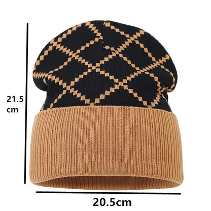 Unisex Premium Wool Winter 3-Piece Set | Plaid Knit Beanie, Scarf & Touchscreen Gloves