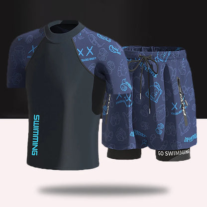 Men's Quick-Dry Rash Guard & Swim Trunks Set | Beach Swimwear