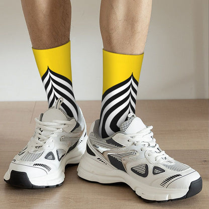 Modern Black & White Houndstooth Crew Socks for Men & Women