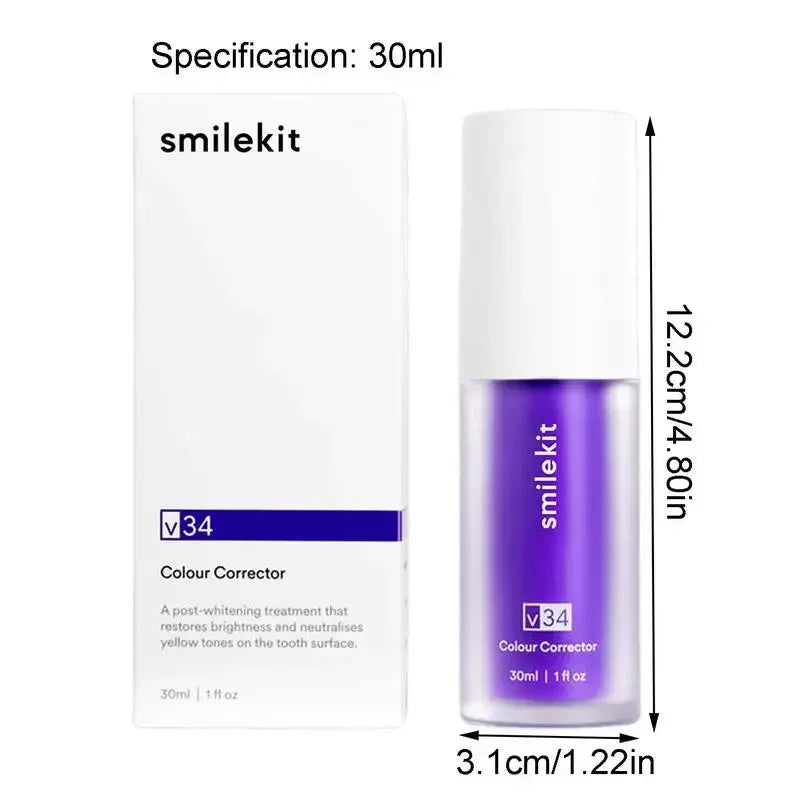 V34 Smilekit Purple Whitening Toothpaste - Stain Removal & Brightening Care