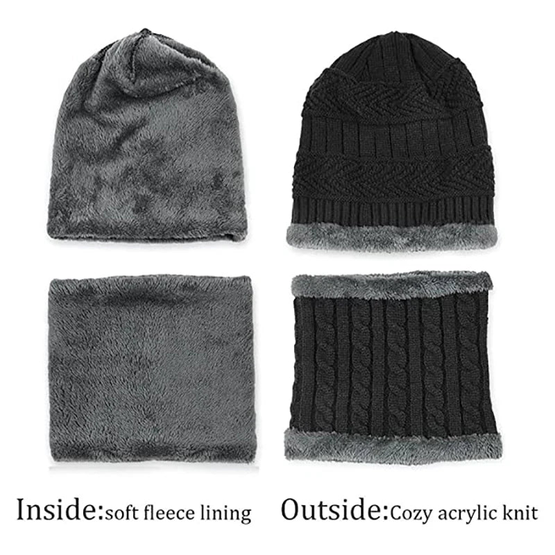 Elegant Winter Set: Hat, Scarf, and Touchscreen Gloves – 3-piece cozy wool unisex set, perfect for warmth and style during outdoor activities.