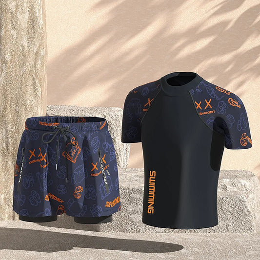 Men's Quick-Dry Rash Guard & Swim Trunks Set | UPF Beach Swimwear