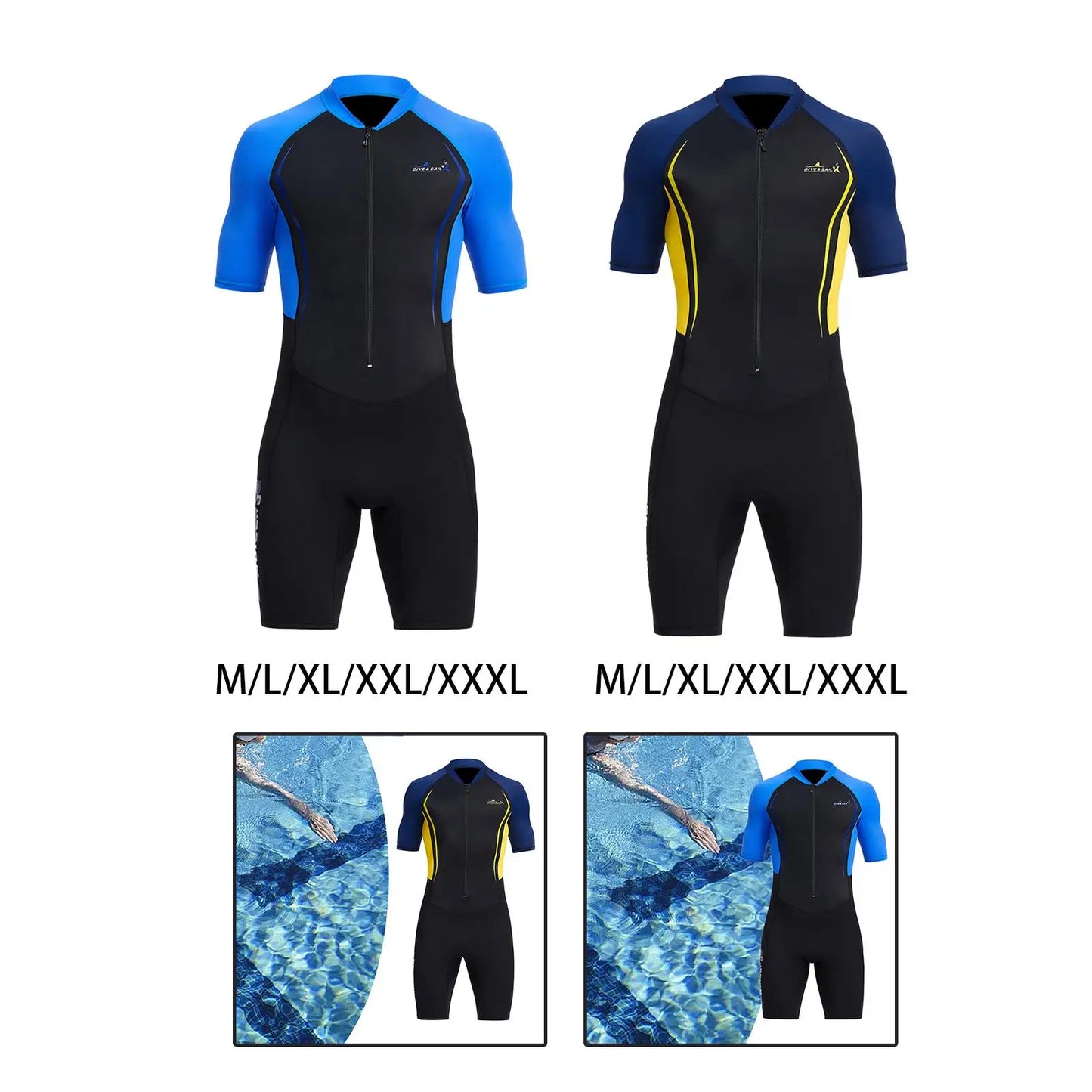 **Title:**  
Men's Shorty Wetsuit - Sun Protective Short Sleeve Full Body Suit