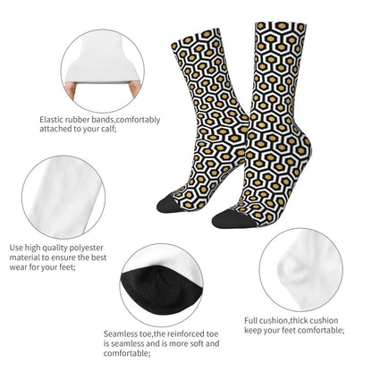 Modern Black & White Houndstooth Crew Socks for Men & Women