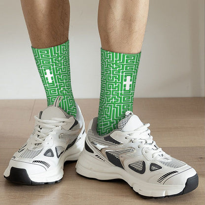 Modern Black & White Houndstooth Crew Socks for Men & Women