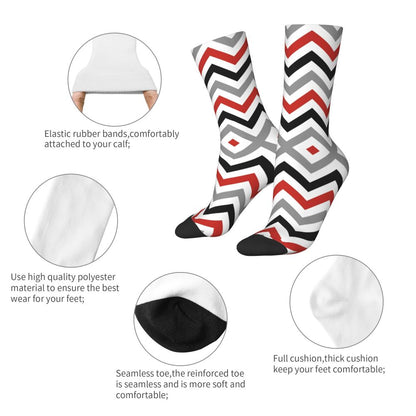 Modern Black & White Houndstooth Crew Socks for Men & Women
