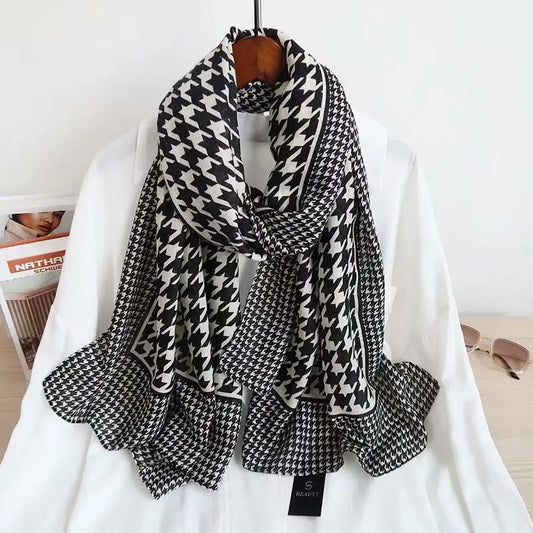 Plaid Houndstooth Winter Cotton Scarf