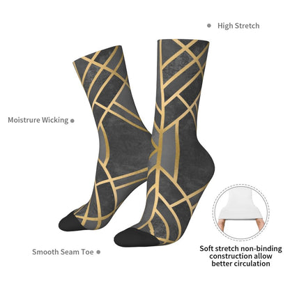 Modern Black & White Houndstooth Crew Socks for Men & Women
