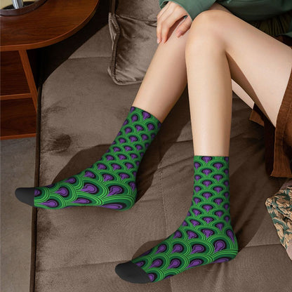 Modern Black & White Houndstooth Crew Socks for Men & Women